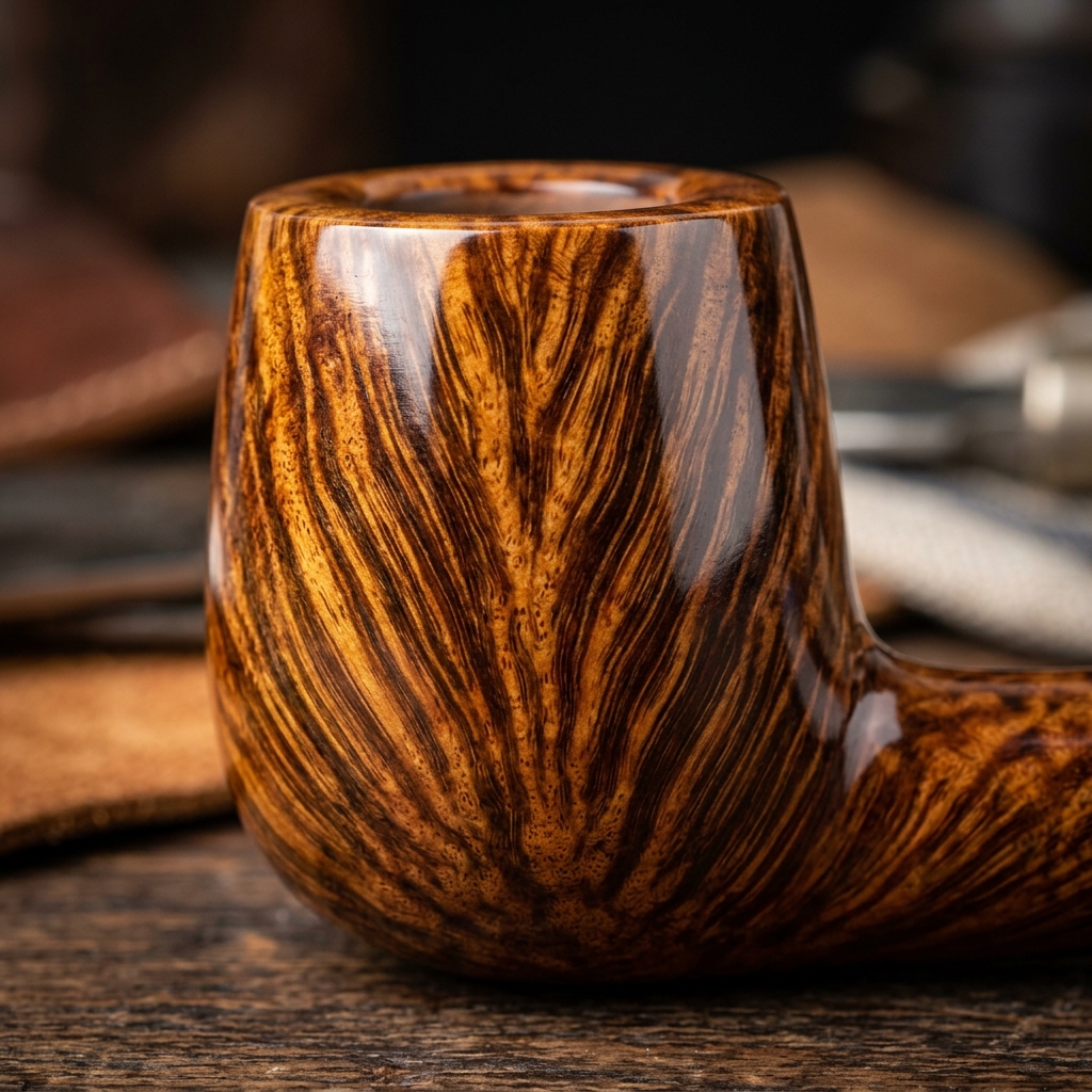 Macro close up of flame grain briar wood
